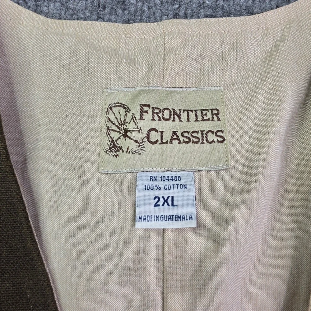Frontier Classics Vest Mens 2XL Brown Double Breasted Western Steampunk Canvas